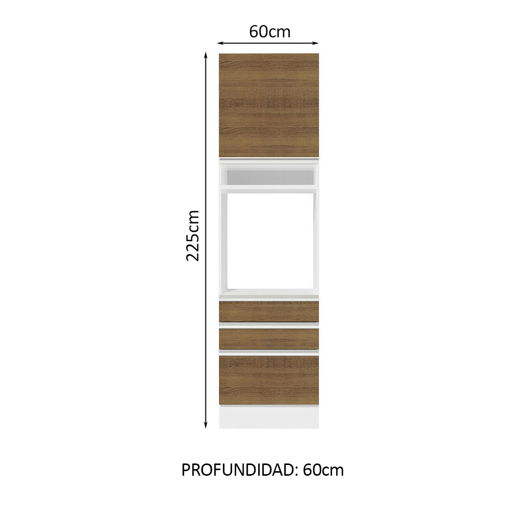 Mueble de cocina para Horno/Microondas Madesa Glamy 60 x 60 cm 1 Puerta 3 Cajones Blanco/Marrón