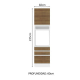 Mueble de cocina para Horno/Microondas Madesa Glamy 60 x 60 cm 1 Puerta 3 Cajones Blanco/Marrón