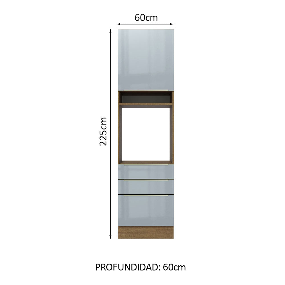 Mueble de cocina para Horno
60 cm 3 Cajones 1 Puerta Lux Marrón/Gris