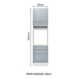Mueble de cocina para Horno 60 cm 3 Cajones 1 Puerta Lux Blanco/Gris