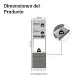 Mueble de cocina para Horno/ microondas 60 x 60 cm 1 Puerta 3 Cajones Blanco/Gris Vik Madesa