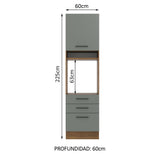 Mueble de Cocina para Horno 60 x 60 cm 1 Puerta 3 Cajones Marrón/Gris Agata Madesa