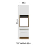 Mueble de cocina para Horno 60 cm 3 Cajones 1 Puerta Lux Marrón/Blanco