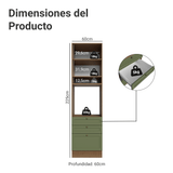 Mueble de cocina para Horno/ microondas 60 x 60 cm 1 Puerta 3 Cajones Marrón/Verde Vik Madesa