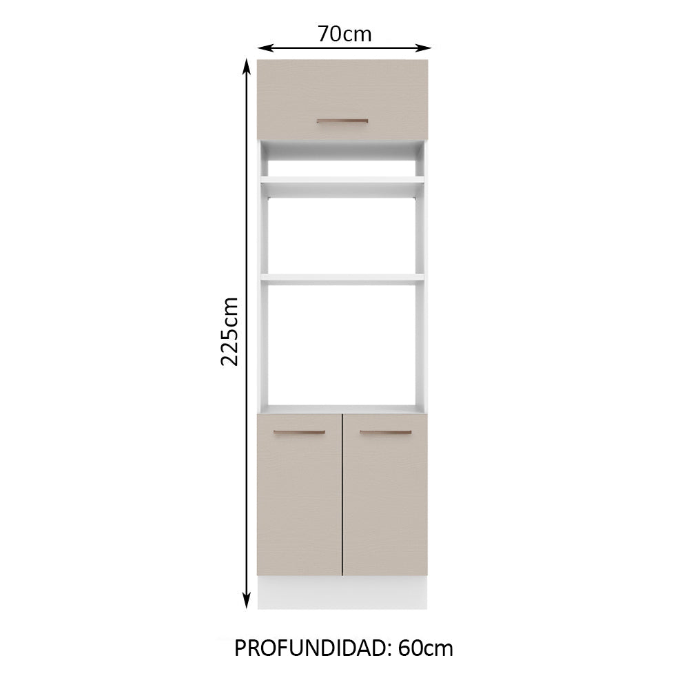 Mueble de Cocina para Horno 70 x 60 cm 3 Puertas Blanco/Crema Agata Madesa