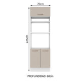 Mueble de Cocina para Horno 70 x 60 cm 3 Puertas Blanco/Crema Agata Madesa