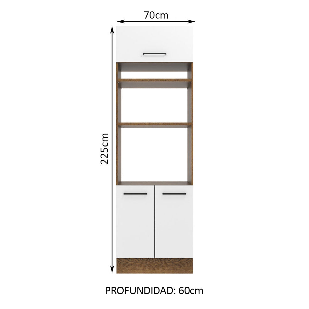 Mueble de Cocina para Horno 70 x 60 cm 3 Puertas Marrón/Blanco Agata Madesa