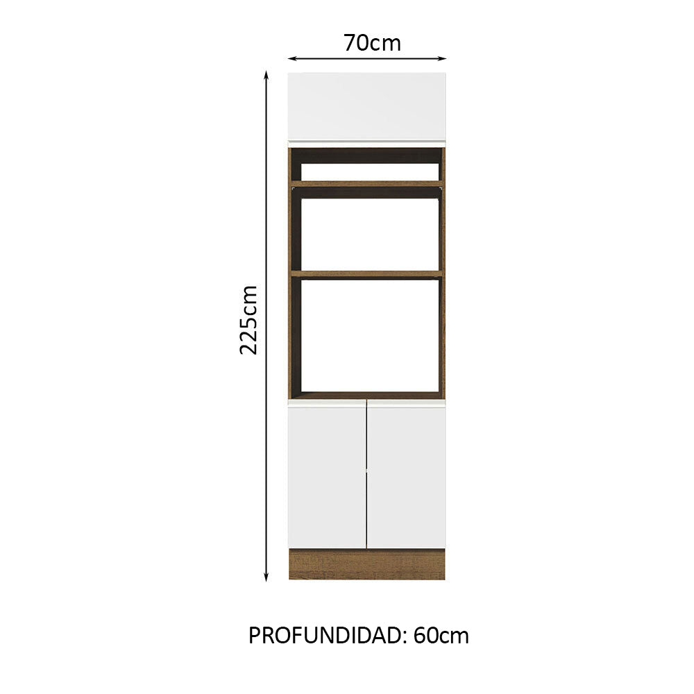 Mueble de cocina para Horno/Microondas Madesa Glamy 70 x 60 cm 3 Puertas Marrón/Blanco