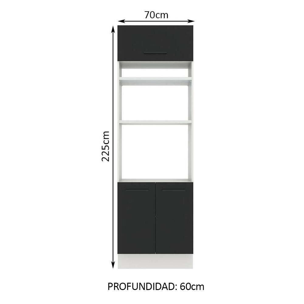 Mueble de Cocina para Horno 70 x 60 cm 3 Puertas Blanco/Negro Agata Madesa