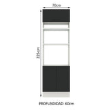 Mueble de Cocina para Horno 70 x 60 cm 3 Puertas Blanco/Negro Agata Madesa