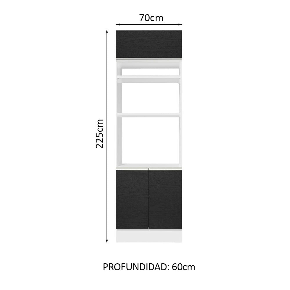 Mueble de cocina para Horno/Microondas Madesa Glamy 70 x 60 cm 3 Puertas Blanco/Negro