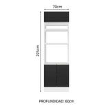 Mueble de cocina para Horno/Microondas Madesa Glamy 70 x 60 cm 3 Puertas Blanco/Negro