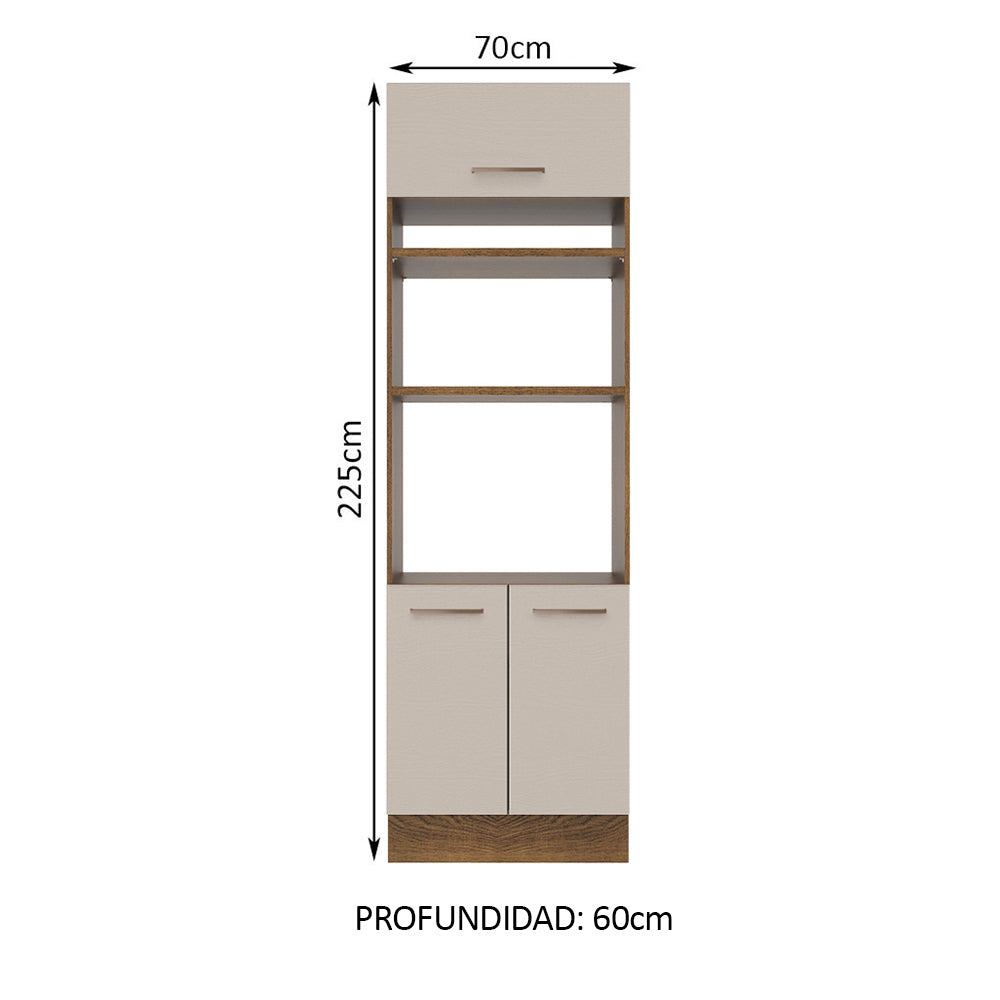 Mueble de Cocina para Horno 70 x 60 cm 3 Puertas Marrón/Crema Agata Madesa