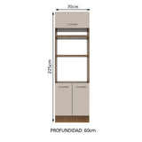 Mueble de Cocina para Horno 70 x 60 cm 3 Puertas Marrón/Crema Agata Madesa