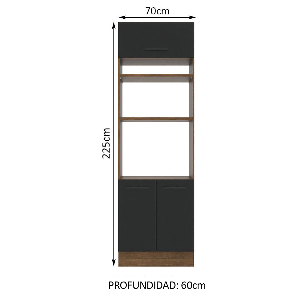 Mueble de Cocina para Horno 70 x 60 cm 3 Puertas Marrón/Negro Agata Madesa