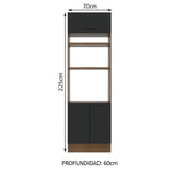 Mueble de Cocina para Horno 70 x 60 cm 3 Puertas Marrón/Negro Agata Madesa