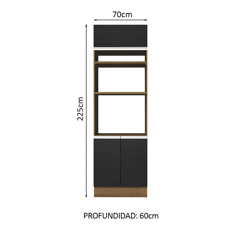 Mueble de cocina para Horno/Microondas Madesa Glamy 70 x 60 cm 3 Puertas Marrón/Negro