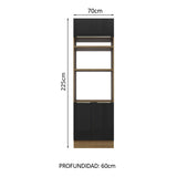 Mueble de cocina para Horno/ Microondas 70 cm Sin cajones 3 Puertas Lux Marrón/Negro