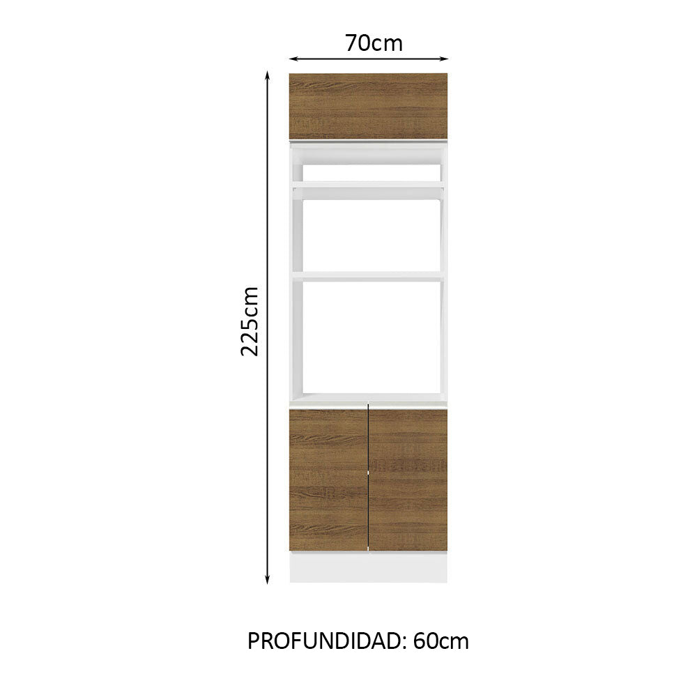 Mueble de cocina para Horno/Microondas Madesa Glamy 70 x 60 cm 3 Puertas Blanco/Marrón
