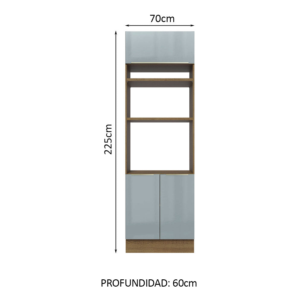 Mueble de cocina para Horno/ Microondas 70 cm Sin cajones 3 Puertas Lux Marrón/Gris