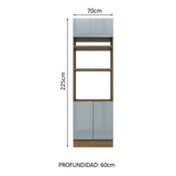 Mueble de cocina para Horno/ Microondas 70 cm Sin cajones 3 Puertas Lux Marrón/Gris