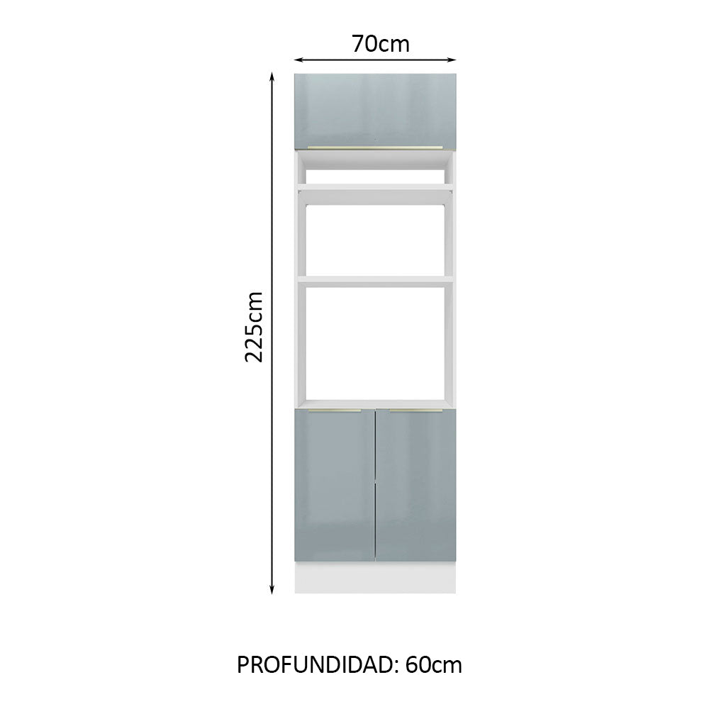 Mueble de cocina para Horno/ Microondas 70 cm Sin cajones 3 Puertas Lux Blanco/Gris
