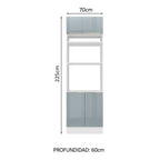 Mueble de cocina para Horno/Microondas 70 x 60 cm 3 Puertas Blanco/Gris Lux Madesa