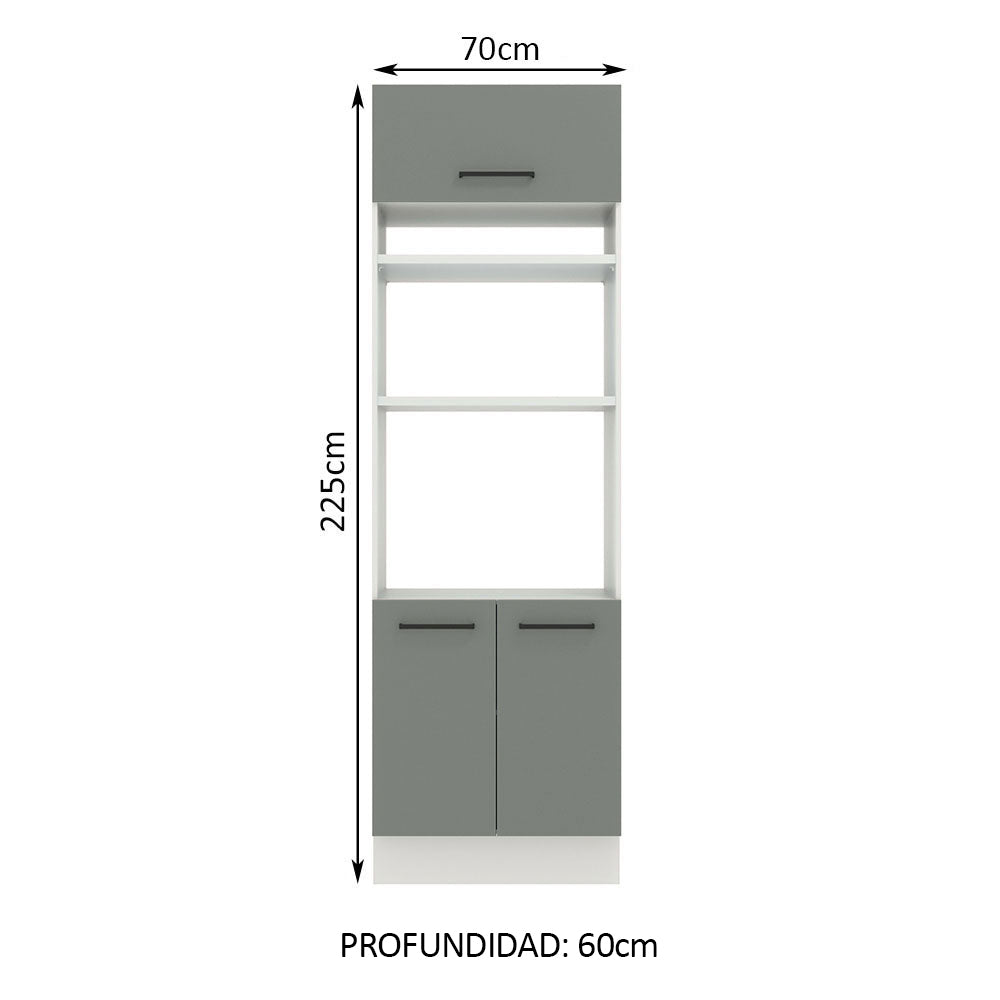 Mueble de Cocina para Horno 70 x 60 cm 3 Puertas Blanco/Gris Agata Madesa