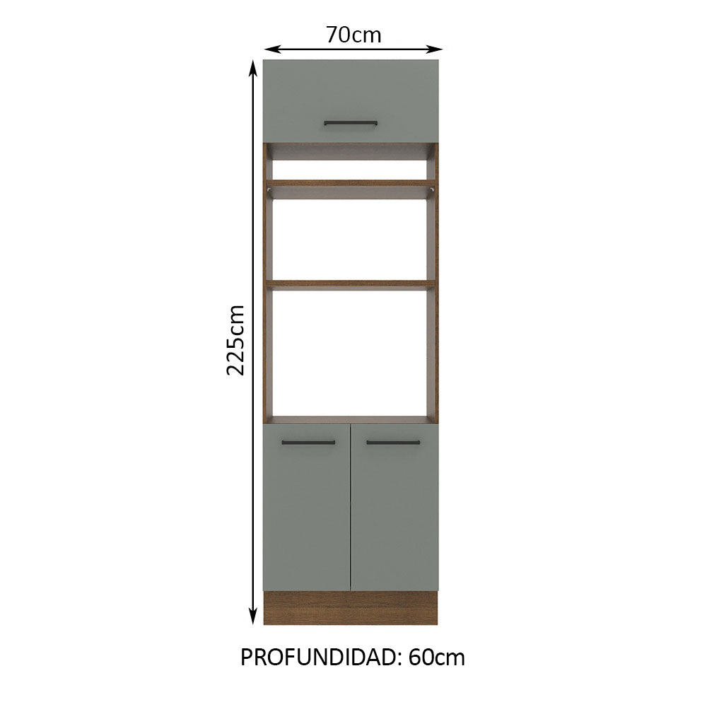 Mueble de Cocina para Horno 70 x 60 cm 3 Puertas Marrón/Gris Agata Madesa