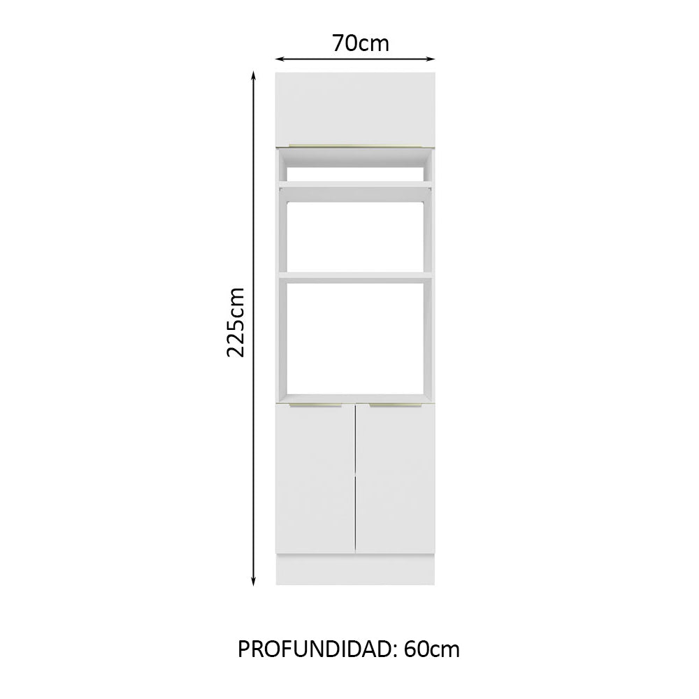 Mueble de cocina para Horno/ Microondas 70 cm Sin cajones 3 Puertas Lux Blanco/Blanco