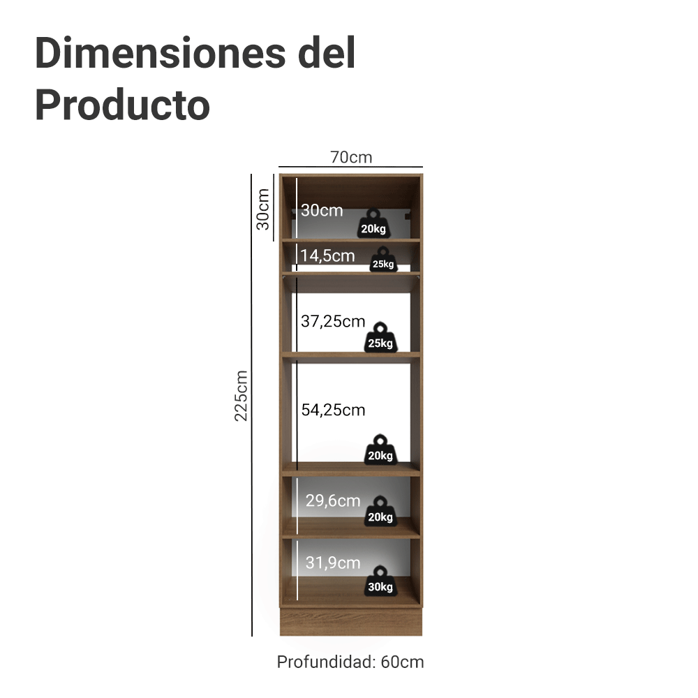 Mueble de cocina para Horno/ microondas 70 x 60 cm 3 Puertas Marrón/Azul Vik Madesa