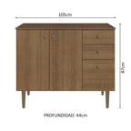 Bajo Mesada para Bacha 105 cm 3 Puertas 2 Cajones (Con Mesada) Marrón Gourmet Madesa