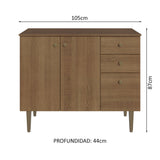 Bajo Mesada para Bacha 3 Puertas y 2 Cajones 105cm Marrón Gourmet
