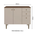 Bajo Mesada para Bacha 105 cm 3 Puertas 2 Cajones (Con Mesada) Marrón/Crema Gourmet Madesa