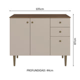 Bajo Mesada para Bacha 3 Puertas y 2 Cajones 105cm Marrón/Crema Gourmet