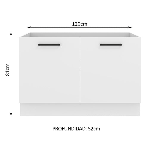 Bajo Mesada 120 cm 2 Puertas Sin Mesada Blanco Agata Madesa
