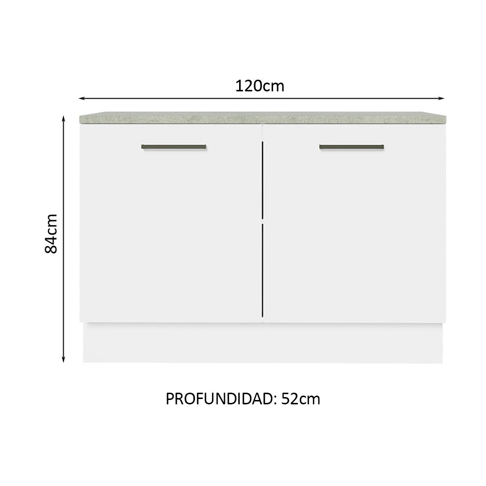 Bajo Mesada para Bacha 120 cm 2 Puertas (con Tapa) Blanco Agata