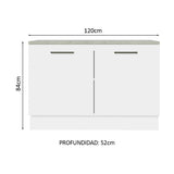 Bajo Mesada para Bacha 120 cm 2 Puertas (con Tapa) Blanco Agata