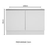 Bajo Mesada para Bacha 120 cm 2 Puertas (Sin Mesada) Blanco Glamy