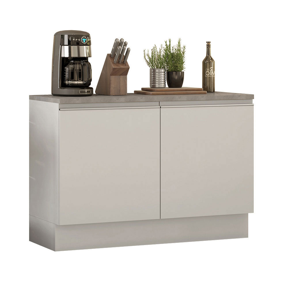 Bajo Mesada Cocina 120 cm 2 Puertas (Con Mesada) Blanco Glamy Madesa