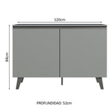 Bajo Mesada Cocina 120 cm 2 Puertas Gris Nice Madesa