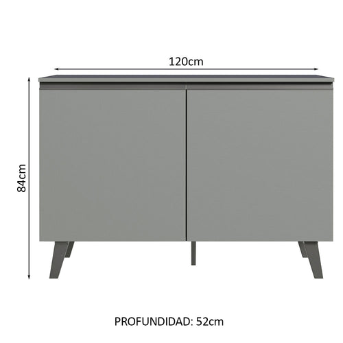 Bajo Mesada 120 cm 2 Puertas con Patas Gris Nice Madesa