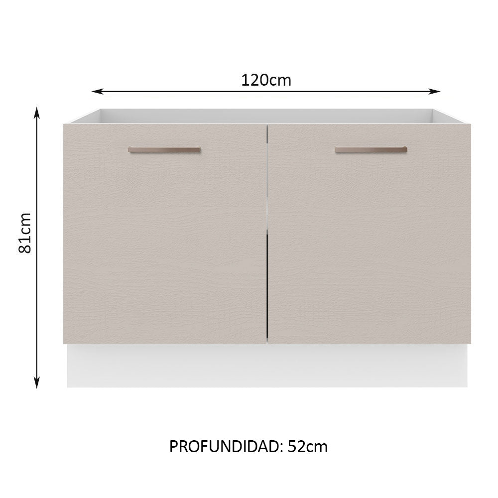 Bajo Mesada para Bacha 120 cm 2 Puertas (Sin Mesada y Bacha) Blanco/Crema Agata Madesa