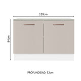 Bajo Mesada Cocina 120 cm 2 Puertas (Con Mesada) Blanco/Crema Agata Madesa