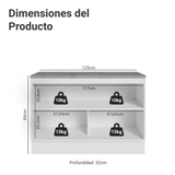 Bajo Mesada Cocina 120 cm (Con Mesada) Blanco/Crema Vik Madesa