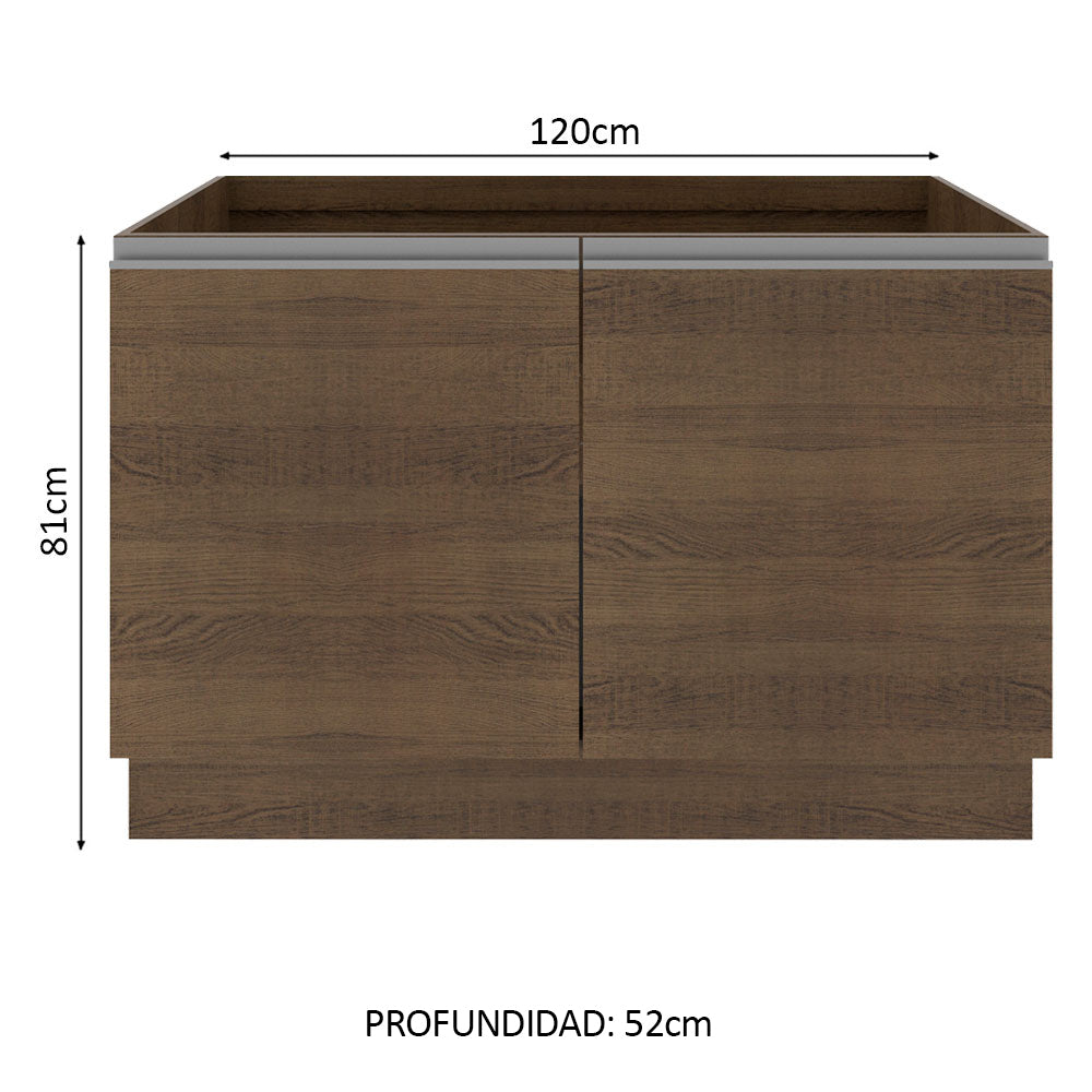 Bajo Mesada 120 cm Sin cajones 2 Puertas Glamy Marrón