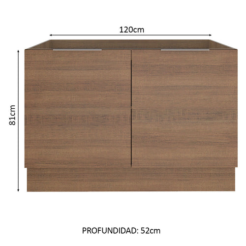 Bajo Mesada 120 cm 2 Puertas Sin Mesada Marrón Stella Madesa