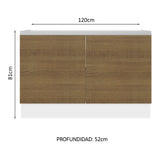 Bajo Mesada para Bacha 100% MDF 120 cm 2 Puertas (Sin Mesada y Bacha) Blanco/Marrón Acordes Madesa