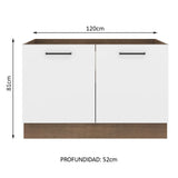Bajo Mesada para Bacha 120 cm 2 Puertas (Sin Mesada) Agata Marrón/Blanco