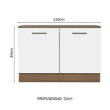 Bajo Mesada Cocina 120 cm 2 Puertas (Con Mesada) Marrón/Blanco Agata Madesa